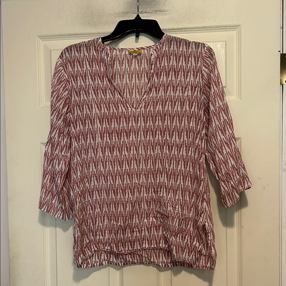 Roberta Roller Rabbit Top Size Small Beige White